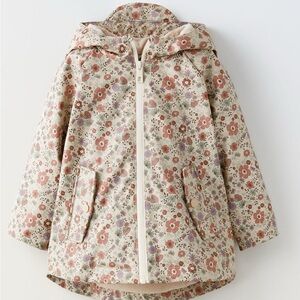 ZARA Floral Rubberized Rain Jacket